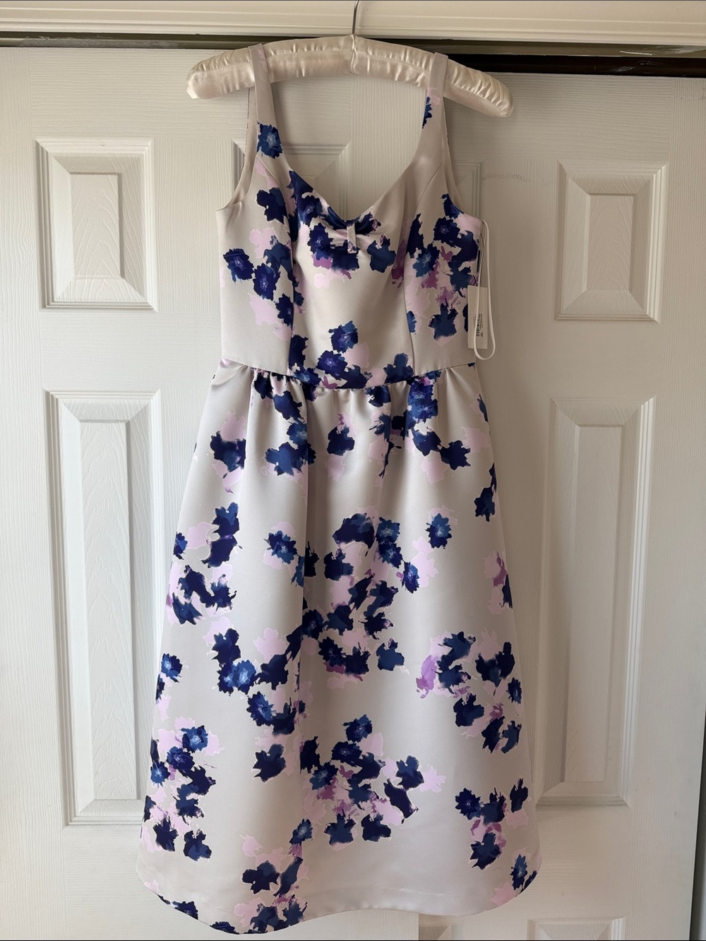 Cynthia Steffe White Dress with Blue and Lavender Floral Print